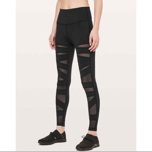 Lululemon High Rise Wunder Under Tech Mesh Black 6 - Picture 2 of 7